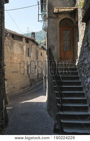 Asso (Como Lombardy Italy): typical street in the historic town