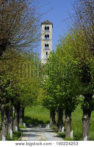 Lasnigo (Como Lombardy Italy): the medieval church of Sant'Alessandro built from the 12th century along the road to Madonna del Ghisallo