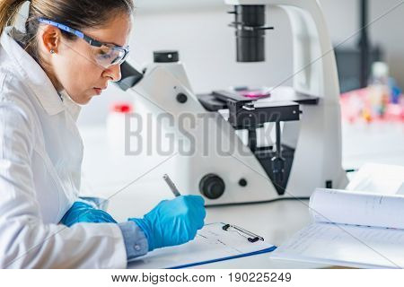 Researcher In Laboratory, Toned Image, Indoors, One Person Only