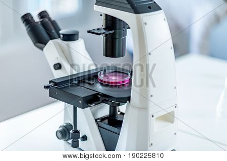 Microscope In Laboratory, Toned Image, Indoors,  No People