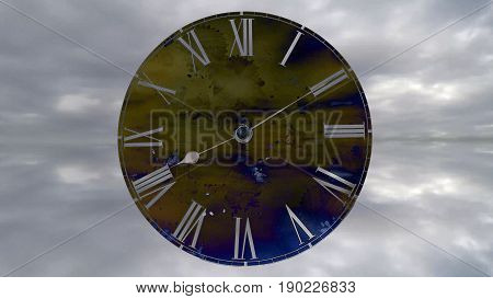 Fast flying clouds. Watch quickly go. Time Lapse Clock.