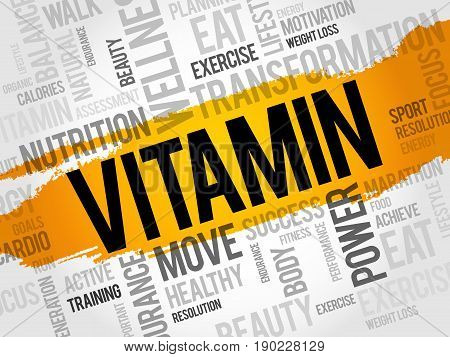 VITAMIN word cloud , background health concept