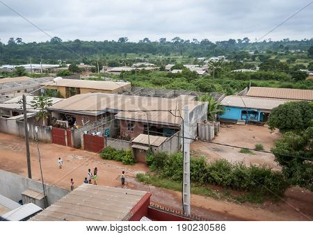 A view of an African town of Daloa, Ivory Coast. July 2013.