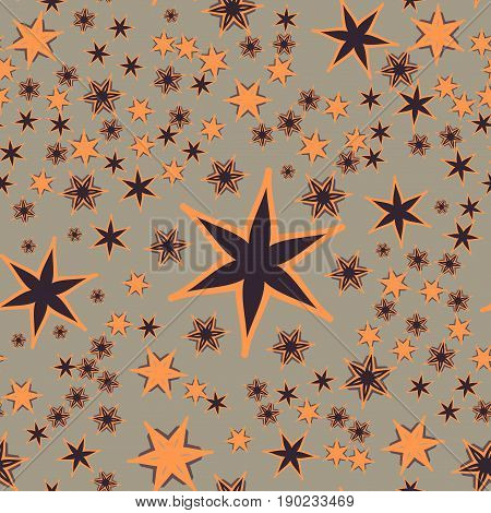 Seamless Stars Print in Brown ond Light Orange