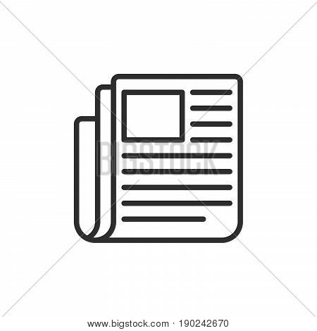Newspaper news line icon outline vector sign linear style pictogram isolated on white. Symbol logo illustration. Editable stroke. Pixel perfect