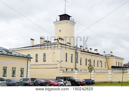 Gatchina Leningrad region Russia - June 03 2017: Gatchina Fire tower on the Red street