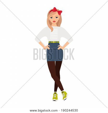Girl in casual style isolated vector illustration on white background