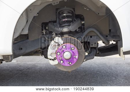 maintenance disk brake with wheel Spacer/Adapter at garage