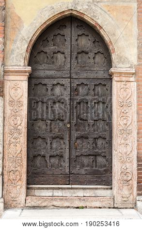 Facade of Sant'Anastasia Church in Verona Italy.