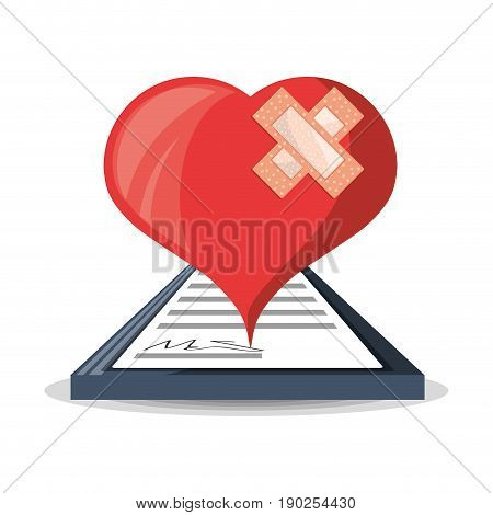 heart with look at medical diagnostic prescription vector illustration