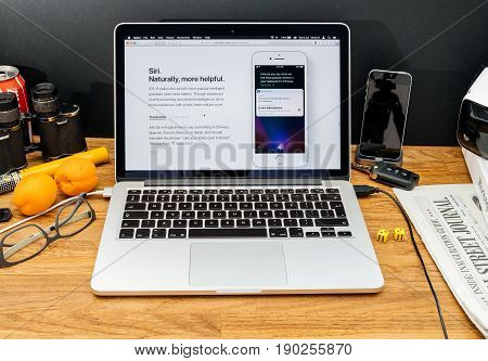 Paris France - June 6 2017: Apple Computers Website On Macbook Retina In Creative Environment Showca