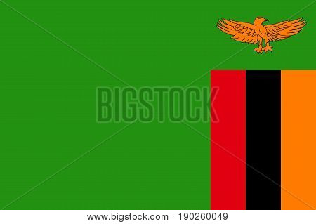 National flag Republic of Zambia. Symbol african state in proportion correctly and official colors. Patriotic sign Eastern Africa country. Vector icon illustration