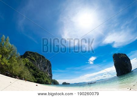 The beautiful landscape of Koh Poda (Poda Island) in Krbi province of Thailand crystal clear water.