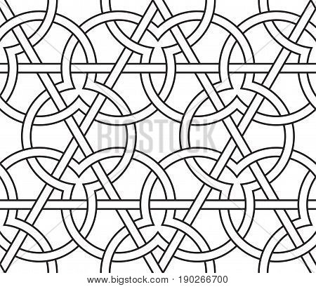 Geometric interlaced pattern. Seamless vector background in arabic style. Islamic art