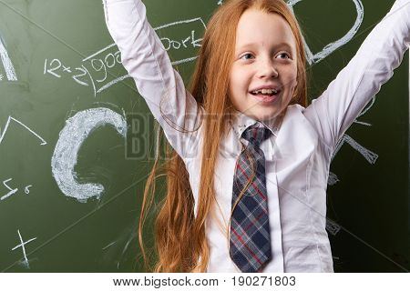 Girl school first class joy, girl schooling at school.