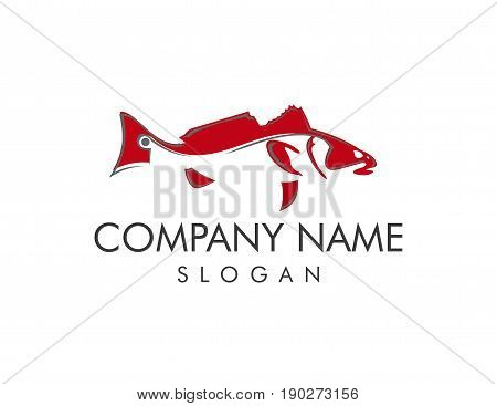 Red fish design on a white background