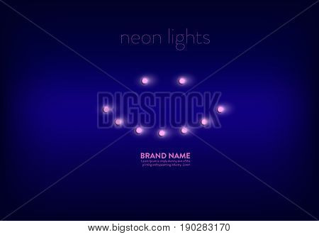 Vector illustration of a purple background with a pink neon lights located in the form of a smile. Banner, poster for advertising holiday discounts and sales