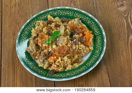 tursu qovurma plov - Azerbaijan pilaf. close up.