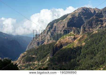 View to the south from the pass Boca da Encumeada in Madeira