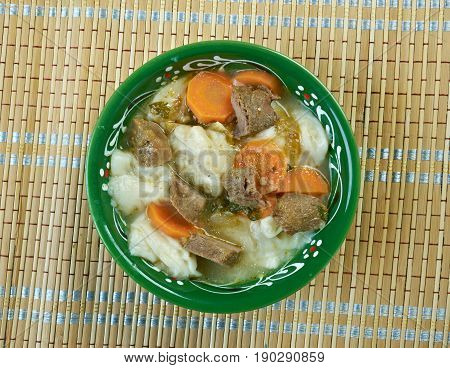 kullama - Bashkir traditional dish. close up.
