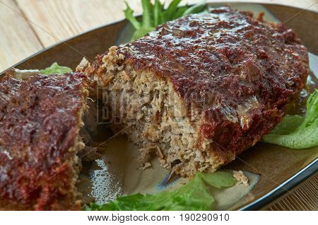 British Meatloaf Haslet . Lincolnshire cuisine. close up.