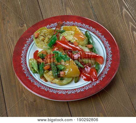 Lucanian ciambotta Roman Style Vegetables. close up.