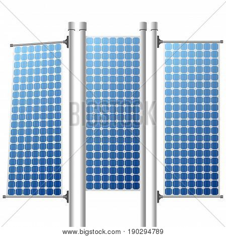 Solar Panels renewable Power Sources Set. Vector Illustration