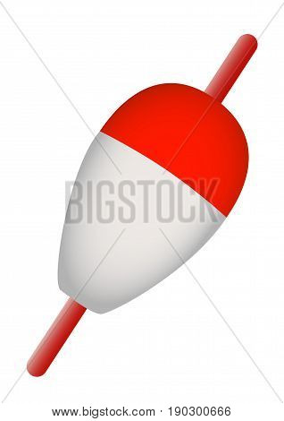 Fishing float white with red drawing on a white background