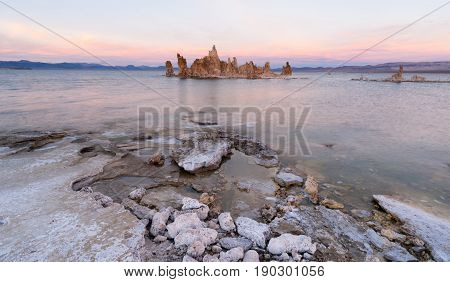 The sun has set on Eastern California and Mono Lake