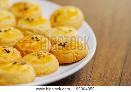 Close up of a delicious Turkish cookies, tuzlu kurabiye.
