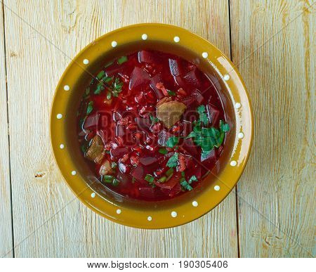 Shorbat Rumman Iraqi Pomegranate Stew.  studio close up