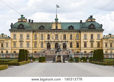 Drottningholm Sweden - March 18 2012: Royal Family's permanent residence Drottningholm palace near Stockholm Sweden.