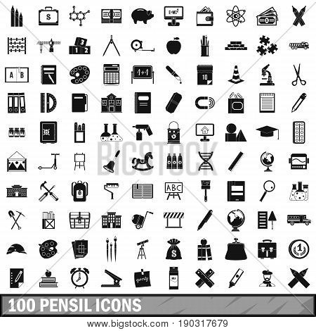 100 pensil icons set in simple style for any design vector illustration