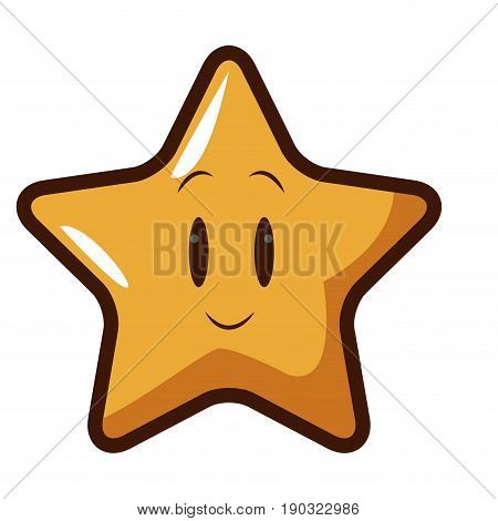 cute kawaii star face emoticon character vector illustration