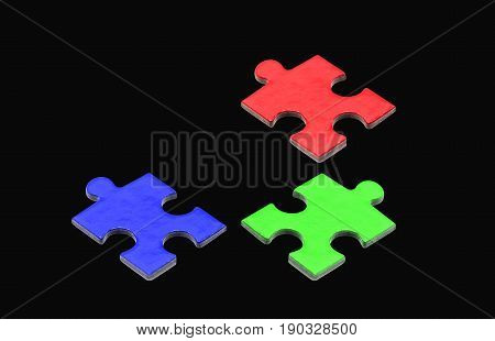 puzzle and jigsaw business concept, RGB path on black
