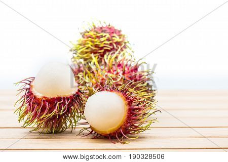 rambutan Negrito Semang sweet Thai fruit, isolated on white