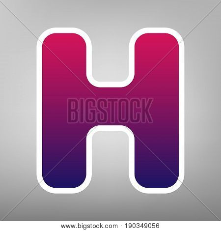 Letter H sign design template element. Vector. Purple gradient icon on white paper at gray background.