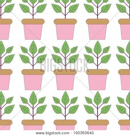 plant inside flowerpot to ecology preservation background vector illustration