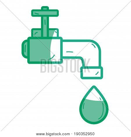 silhouette faucet with drop of water to ecology conservation vector illustration