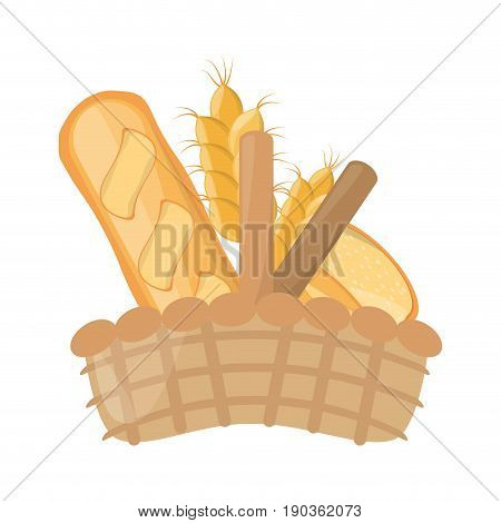 wicker basket loaf vector illustrion graphic design icon