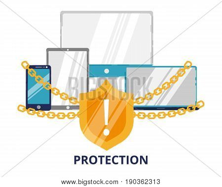 Modern flat design vector illustration data protection icon for graphic and web design. Secure on line and data protection for graphic and web design