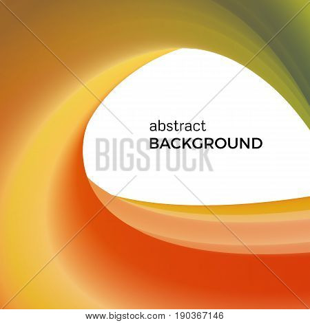 Color abstract composition of the orange and green watercolor waves. Vector abstract colorful background with bent dynamic form.