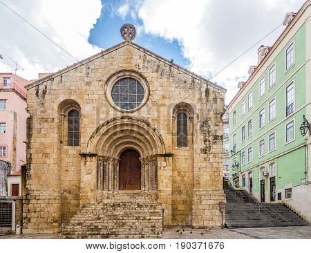 COIMBRA,PORTUGAL - MAY 12,2017 - View at the church of Santiago in Coimbra. Coimbra is the fourth largest urban centre in Portugal.