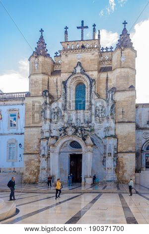 COIMBRA,PORTUGAL - MAY 12,2017 - Facade of Monastery Santa Cruz in Coimbra. Coimbra is the fourth largest urban centre in Portugal.