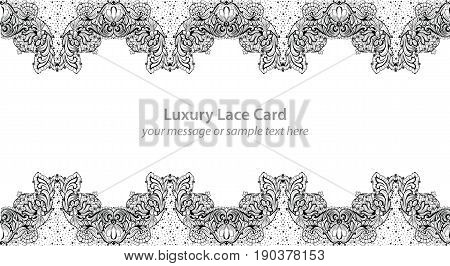 Vintage delicate Lace card. Handmade ornament for invitations, prints, decor, greetingcards Vector