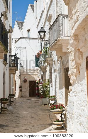Characteristic alleyway of Locorotondo. Puglia. Southern Italy.