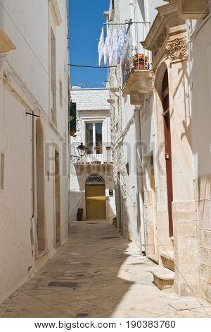 Characteristic alleyway of Locorotondo. Puglia. Southern Italy.