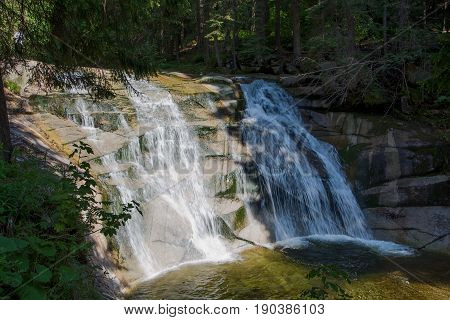 A beautiful waterfall on the Mumlava River.HarrachovCzech republic.