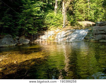A beautiful waterfall on the Mumlava River.HarrachovCzech republic.