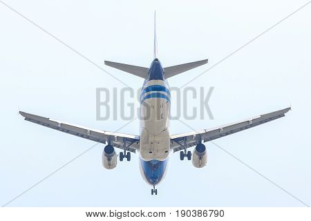 Bangkok, Thailand. - April 22, 2017 : Plane or aircraft of Thai Airways or Airlines on the sky landing to Suvanabhumi airport.